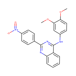 COc1ccc(Nc2nc(-c3ccc([N+](=O)[O-])cc3)nc3ccccc23)cc1OC ZINC000005586702