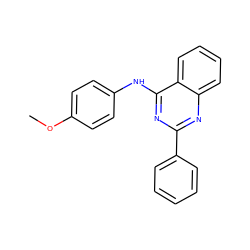 COc1ccc(Nc2nc(-c3ccccc3)nc3ccccc23)cc1 ZINC000000119406