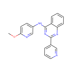 COc1ccc(Nc2nc(-c3cccnc3)nc3ccccc23)cn1 ZINC000005689550