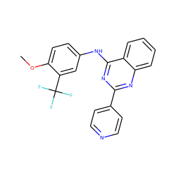 COc1ccc(Nc2nc(-c3ccncc3)nc3ccccc23)cc1C(F)(F)F ZINC001772632930