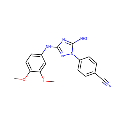 COc1ccc(Nc2nc(N)n(-c3ccc(C#N)cc3)n2)cc1OC ZINC000072127881