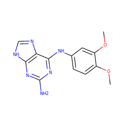 COc1ccc(Nc2nc(N)nc3[nH]cnc23)cc1OC ZINC000009422468