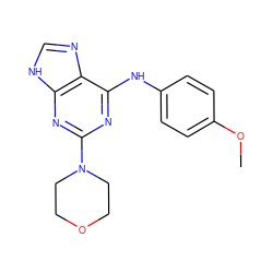 COc1ccc(Nc2nc(N3CCOCC3)nc3[nH]cnc23)cc1 ZINC000053296157