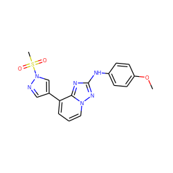 COc1ccc(Nc2nc3c(-c4cnn(S(C)(=O)=O)c4)cccn3n2)cc1 ZINC000147012257