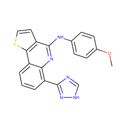 COc1ccc(Nc2nc3c(-c4nc[nH]n4)cccc3c3sccc23)cc1 ZINC000084596797