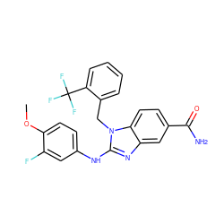 COc1ccc(Nc2nc3cc(C(N)=O)ccc3n2Cc2ccccc2C(F)(F)F)cc1F ZINC000043009243