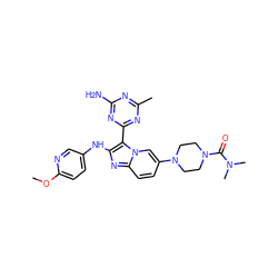 COc1ccc(Nc2nc3ccc(N4CCN(C(=O)N(C)C)CC4)cn3c2-c2nc(C)nc(N)n2)cn1 ZINC000114515281