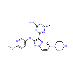 COc1ccc(Nc2nc3ccc(N4CCNCC4)cn3c2-c2nc(C)nc(N)n2)cn1 ZINC000114518087