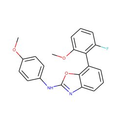 COc1ccc(Nc2nc3cccc(-c4c(F)cccc4OC)c3o2)cc1 ZINC000169326834