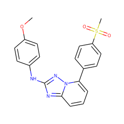 COc1ccc(Nc2nc3cccc(-c4ccc(S(C)(=O)=O)cc4)n3n2)cc1 ZINC000096169616