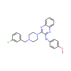 COc1ccc(Nc2nc3ccccc3nc2N2CCN(Cc3cccc(Cl)c3)CC2)cc1 ZINC000144458972