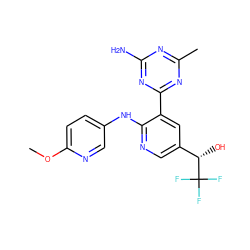 COc1ccc(Nc2ncc([C@H](O)C(F)(F)F)cc2-c2nc(C)nc(N)n2)cn1 ZINC000113153696