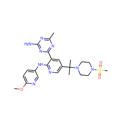 COc1ccc(Nc2ncc(C(C)(C)N3CCN(S(C)(=O)=O)CC3)cc2-c2nc(C)nc(N)n2)cn1 ZINC000113155186