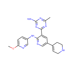 COc1ccc(Nc2ncc(C3=CCNCC3)cc2-c2nc(C)nc(N)n2)cn1 ZINC000113238156