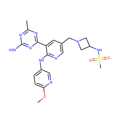 COc1ccc(Nc2ncc(CN3CC(NS(C)(=O)=O)C3)cc2-c2nc(C)nc(N)n2)cn1 ZINC000113241760