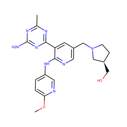 COc1ccc(Nc2ncc(CN3CC[C@@H](CO)C3)cc2-c2nc(C)nc(N)n2)cn1 ZINC000095556388