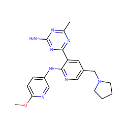 COc1ccc(Nc2ncc(CN3CCCC3)cc2-c2nc(C)nc(N)n2)cn1 ZINC000095555375