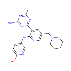 COc1ccc(Nc2ncc(CN3CCCCC3)cc2-c2nc(C)nc(N)n2)cn1 ZINC000095557482