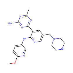 COc1ccc(Nc2ncc(CN3CCNCC3)cc2-c2nc(C)nc(N)n2)cn1 ZINC000095554100