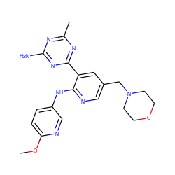 COc1ccc(Nc2ncc(CN3CCOCC3)cc2-c2nc(C)nc(N)n2)cn1 ZINC000095554684