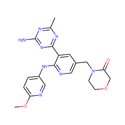 COc1ccc(Nc2ncc(CN3CCOCC3=O)cc2-c2nc(C)nc(N)n2)cn1 ZINC000113236575