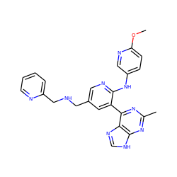 COc1ccc(Nc2ncc(CNCc3ccccn3)cc2-c2nc(C)nc3[nH]cnc23)cn1 ZINC000113153593