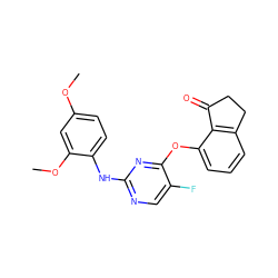 COc1ccc(Nc2ncc(F)c(Oc3cccc4c3C(=O)CC4)n2)c(OC)c1 ZINC000145984888