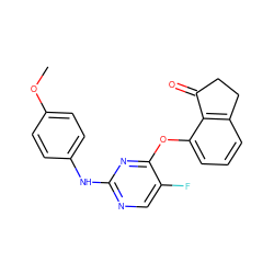 COc1ccc(Nc2ncc(F)c(Oc3cccc4c3C(=O)CC4)n2)cc1 ZINC000145985724