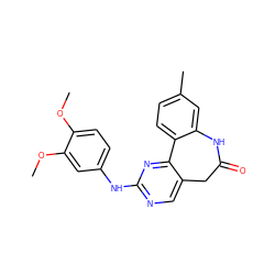 COc1ccc(Nc2ncc3c(n2)-c2ccc(C)cc2NC(=O)C3)cc1OC ZINC000073196975