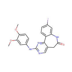 COc1ccc(Nc2ncc3c(n2)-c2ccc(I)cc2NC(=O)C3)cc1OC ZINC000043129040