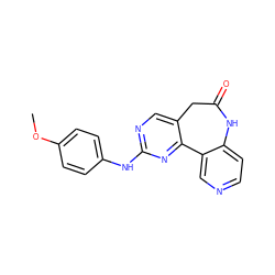 COc1ccc(Nc2ncc3c(n2)-c2cnccc2NC(=O)C3)cc1 ZINC000045366516