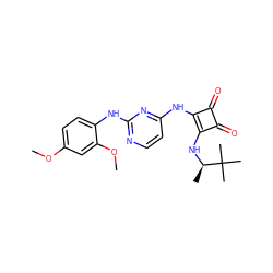 COc1ccc(Nc2nccc(Nc3c(N[C@H](C)C(C)(C)C)c(=O)c3=O)n2)c(OC)c1 ZINC000101595860