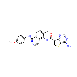 COc1ccc(Nc2nccc3c(NC(=O)c4csc5c(N)ncnc45)c(C)ccc23)cc1 ZINC000146206164