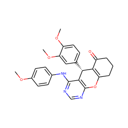 COc1ccc(Nc2ncnc3c2[C@H](c2ccc(OC)c(OC)c2)C2=C(CCCC2=O)O3)cc1 ZINC001772586341