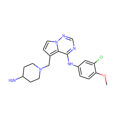 COc1ccc(Nc2ncnn3ccc(CN4CCC(N)CC4)c23)cc1Cl ZINC000066259351