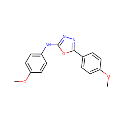 COc1ccc(Nc2nnc(-c3ccc(OC)cc3)o2)cc1 ZINC000066260264