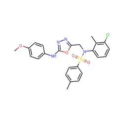 COc1ccc(Nc2nnc(CN(c3cccc(Cl)c3C)S(=O)(=O)c3ccc(C)cc3)o2)cc1 ZINC000028823391