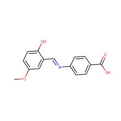 COc1ccc(O)c(/C=N/c2ccc(C(=O)O)cc2)c1 ZINC000003122919