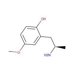 COc1ccc(O)c(C[C@@H](C)N)c1 ZINC000028097838