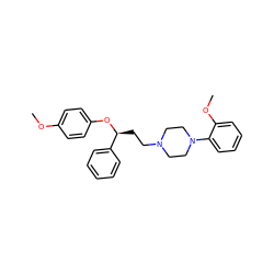 COc1ccc(O[C@@H](CCN2CCN(c3ccccc3OC)CC2)c2ccccc2)cc1 ZINC000013861698