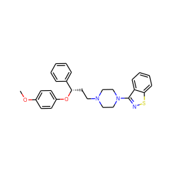 COc1ccc(O[C@@H](CCN2CCN(c3nsc4ccccc34)CC2)c2ccccc2)cc1 ZINC000013530543