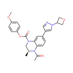 COc1ccc(OC(=O)N2C[C@H](C)N(C(C)=O)c3ccc(-c4cnn(C5COC5)c4)cc32)cc1 ZINC000653726183