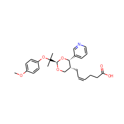 COc1ccc(OC(C)(C)[C@@H]2OC[C@@H](C/C=C\CCC(=O)O)[C@@H](c3cccnc3)O2)cc1 ZINC000027758366