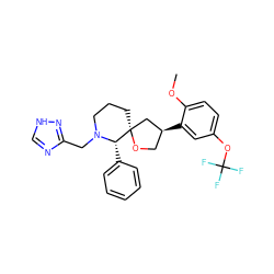 COc1ccc(OC(F)(F)F)cc1[C@H]1CO[C@]2(CCCN(Cc3nc[nH]n3)[C@H]2c2ccccc2)C1 ZINC000013818514