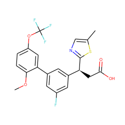 COc1ccc(OC(F)(F)F)cc1-c1cc(F)cc([C@H](CC(=O)O)c2ncc(C)s2)c1 ZINC001772597262