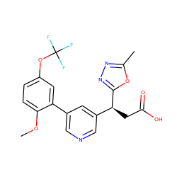 COc1ccc(OC(F)(F)F)cc1-c1cncc([C@H](CC(=O)O)c2nnc(C)o2)c1 ZINC001772629944