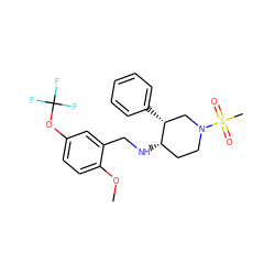 COc1ccc(OC(F)(F)F)cc1CN[C@H]1CCN(S(C)(=O)=O)C[C@H]1c1ccccc1 ZINC000073196393