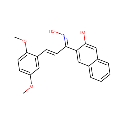 COc1ccc(OC)c(/C=C/C(=N\O)c2cc3ccccc3cc2O)c1 ZINC000473247536