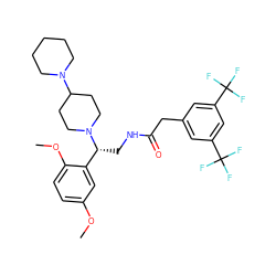 COc1ccc(OC)c([C@@H](CNC(=O)Cc2cc(C(F)(F)F)cc(C(F)(F)F)c2)N2CCC(N3CCCCC3)CC2)c1 ZINC000027439481