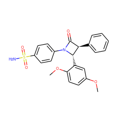 COc1ccc(OC)c([C@H]2[C@H](c3ccccc3)C(=O)N2c2ccc(S(N)(=O)=O)cc2)c1 ZINC001772621150